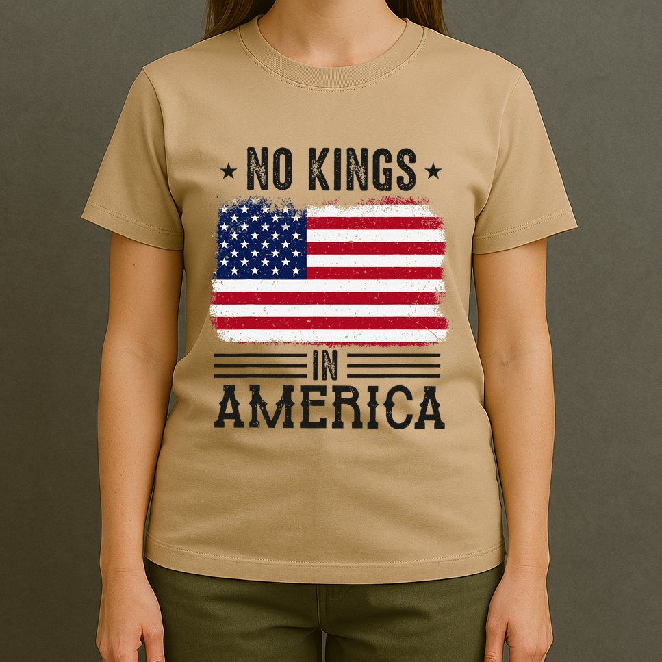 No Kings In America Flag Protest Save Democracy T-Shirt