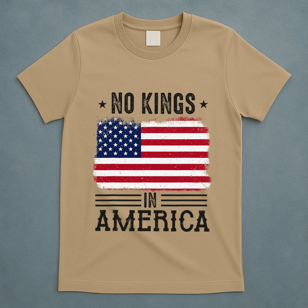 No Kings In America Flag Protest Save Democracy T-Shirt