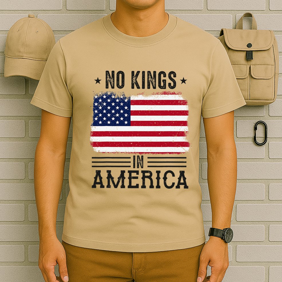 No Kings In America Flag Protest Save Democracy T-Shirt