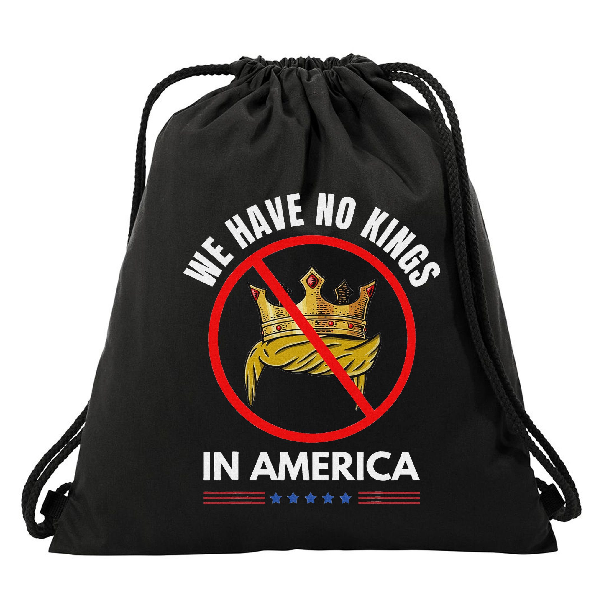 No Kings In America Drawstring Bag
