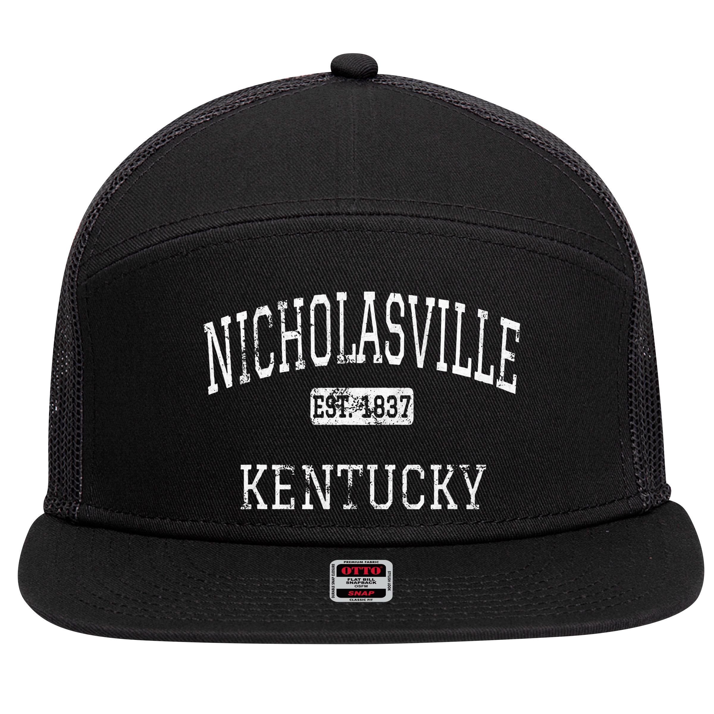 Nicholasville Kentucky Ky Vintage 7 Panel Mesh Trucker Snapback Hat