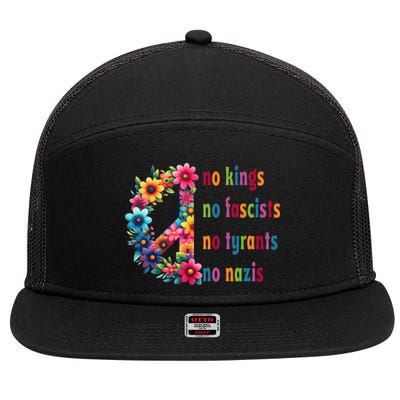 No Kings No Fascists No Tyrants No Nazis 7 Panel Mesh Trucker Snapback Hat