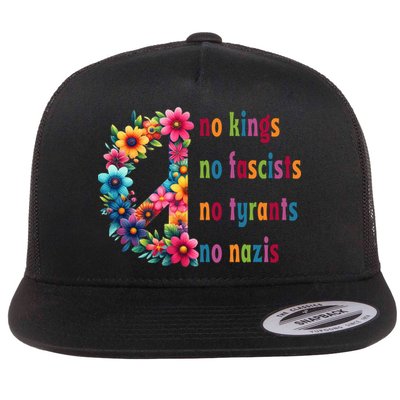 No Kings No Fascists No Tyrants No Nazis Flat Bill Trucker Hat