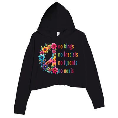 No Kings No Fascists No Tyrants No Nazis Crop Fleece Hoodie