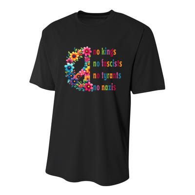 No Kings No Fascists No Tyrants No Nazis Youth Performance Sprint T-Shirt