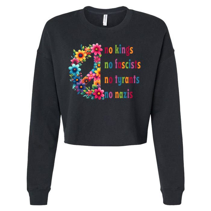 No Kings No Fascists No Tyrants No Nazis Cropped Pullover Crew