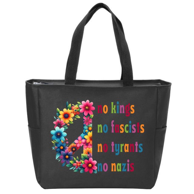 No Kings No Fascists No Tyrants No Nazis Zip Tote Bag