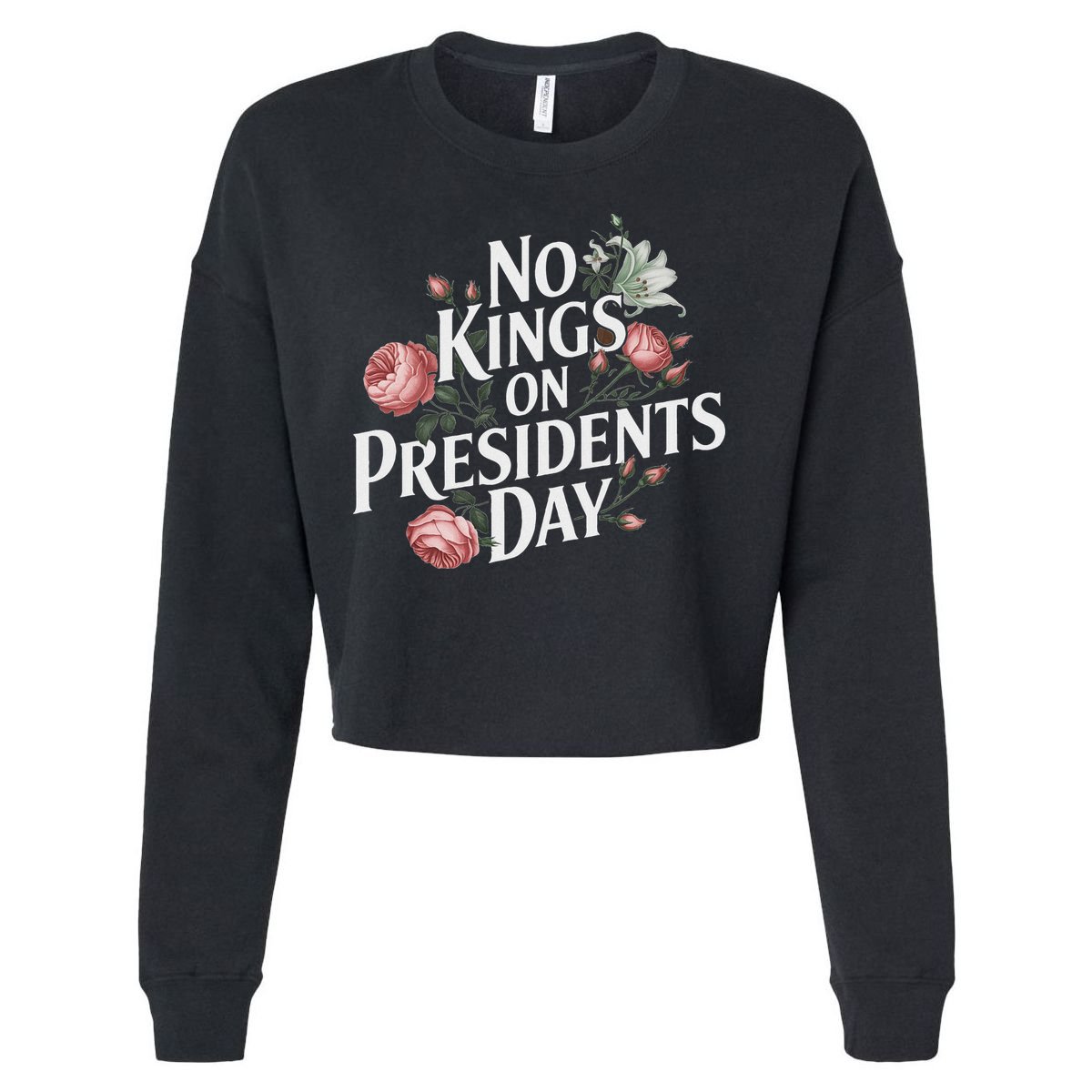 No Kings On Presidents Day Retro Anti Trump Subtle Protest Cropped Pullover Crew