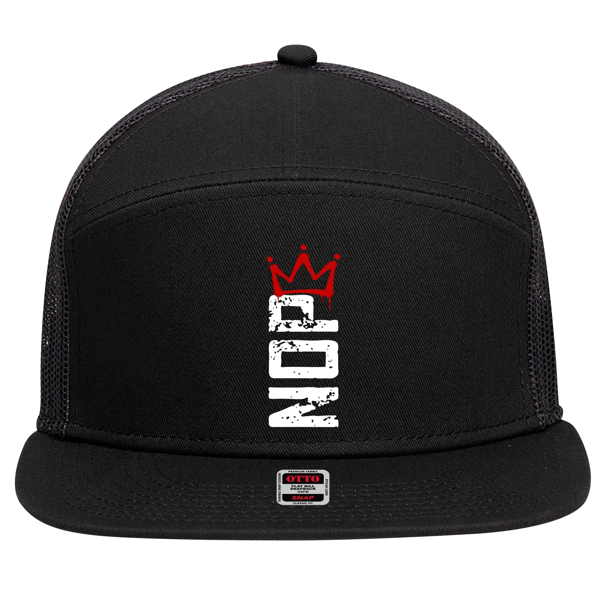No Kings Protest Sign Vertical 7 Panel Mesh Trucker Snapback Hat