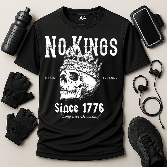 No Kings Since 1776 Skull Resist Long Live Democracy Cooling Performance Crew T-Shirt