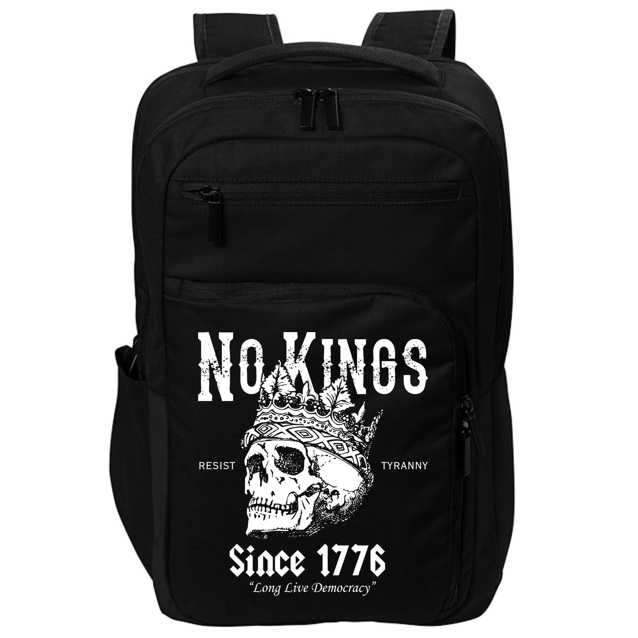 No Kings Since 1776 Skull Resist Long Live Democracy Impact Tech Backpack