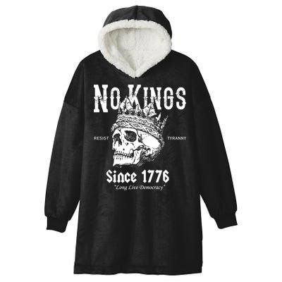No Kings Since 1776 Skull Resist Long Live Democracy Hooded Wearable Blanket