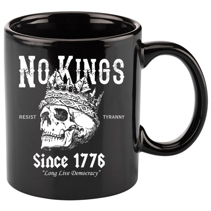 No Kings Since 1776 Skull Resist Long Live Democracy 11oz C Handle Ceramic Mug