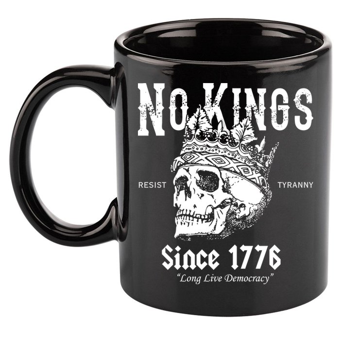 No Kings Since 1776 Skull Resist Long Live Democracy 11oz C Handle Ceramic Mug