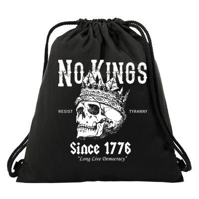 No Kings Since 1776 Skull Resist Long Live Democracy Drawstring Bag