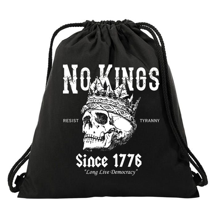 No Kings Since 1776 Skull Resist Long Live Democracy Drawstring Bag