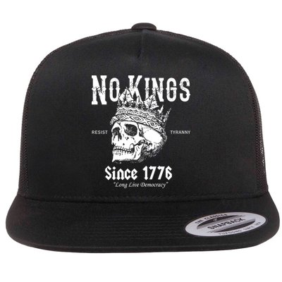 No Kings Since 1776 Skull Resist Long Live Democracy Flat Bill Trucker Hat