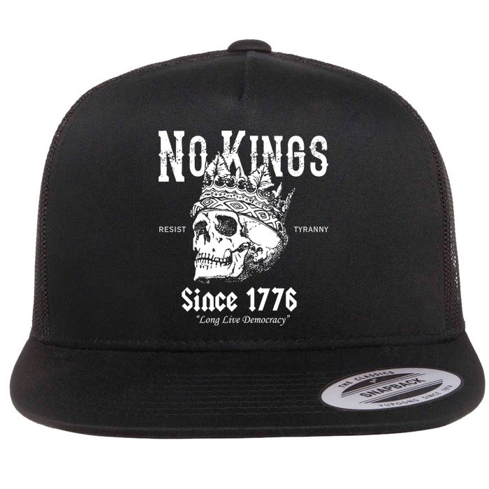 No Kings Since 1776 Skull Resist Long Live Democracy Flat Bill Trucker Hat