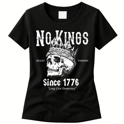 No Kings Since 1776 Skull Resist Long Live Democracy Womens T-Shirt