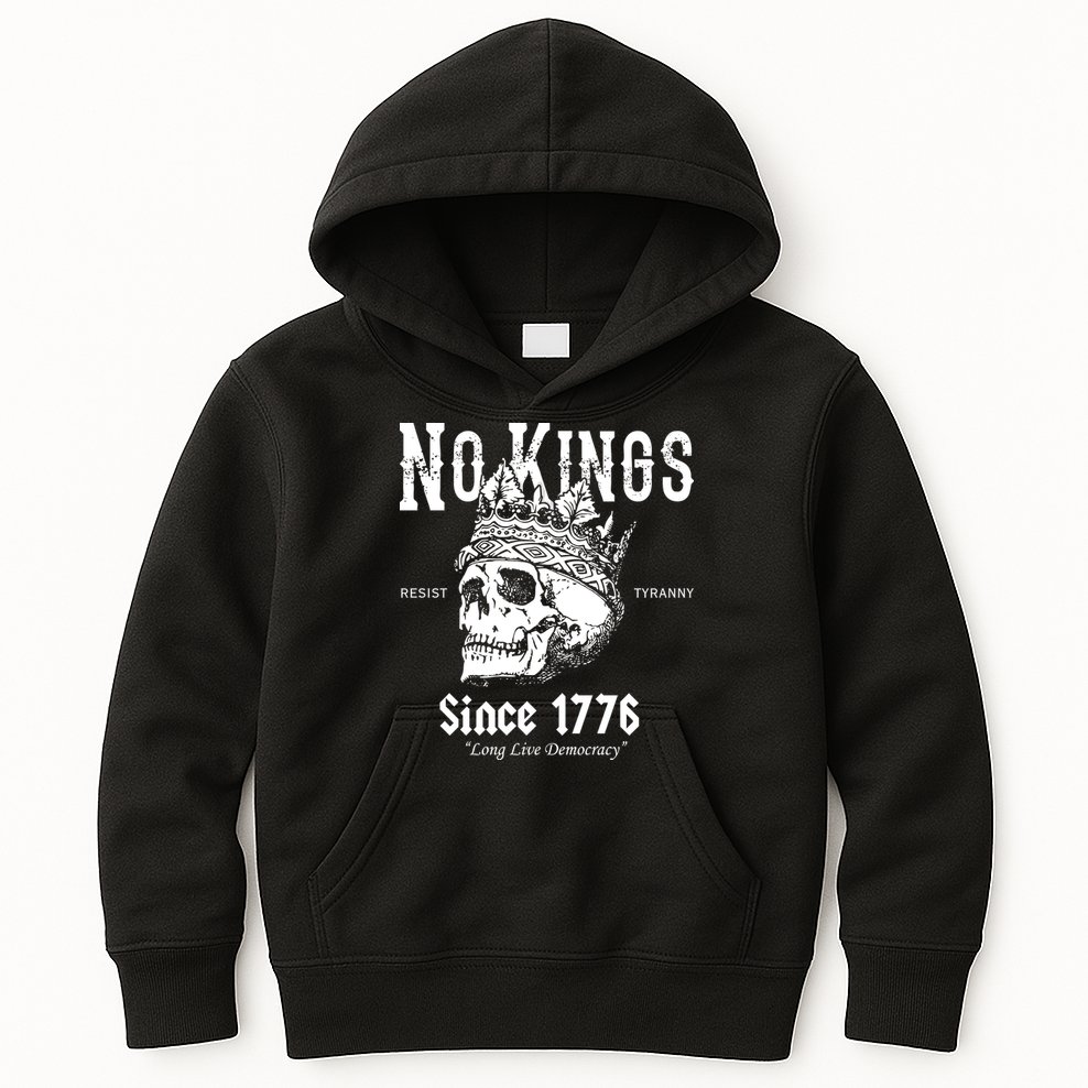 No Kings Since 1776 Skull Resist Long Live Democracy Kids Hoodie