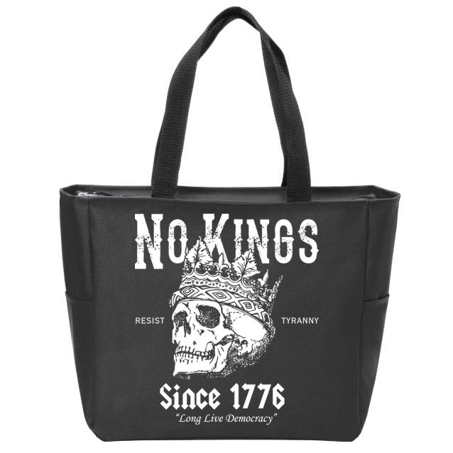 No Kings Since 1776 Skull Resist Long Live Democracy Zip Tote Bag
