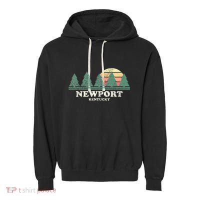 Newport Ky Vintage Throwback Retro 70s Design Garment-Dyed Fleece Hoodie