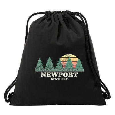 Newport Ky Vintage Throwback Retro 70s Design Drawstring Bag