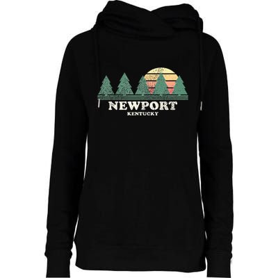 Newport Ky Vintage Throwback Retro 70s Design Womens Funnel Neck Pullover Hood