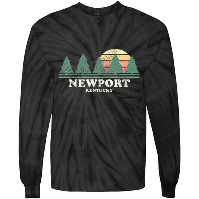Newport Ky Vintage Throwback Retro 70s Design Tie-Dye Long Sleeve Shirt