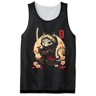 Ninja Kitten Warriors Japanese Samurai Cat Tattoo Kawaii Ninja Cat Mesh Reversible Basketball Jersey Tank