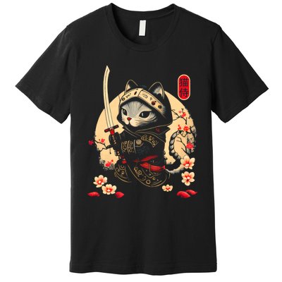 Ninja Kitten Warriors Japanese Samurai Cat Tattoo Kawaii Ninja Cat Premium T-Shirt