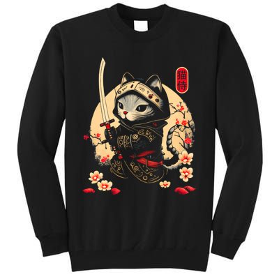 Ninja Kitten Warriors Japanese Samurai Cat Tattoo Kawaii Ninja Cat Tall Sweatshirt