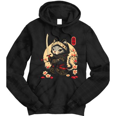 Ninja Kitten Warriors Japanese Samurai Cat Tattoo Kawaii Ninja Cat Tie Dye Hoodie