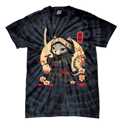 Ninja Kitten Warriors Japanese Samurai Cat Tattoo Kawaii Ninja Cat Tie-Dye T-Shirt