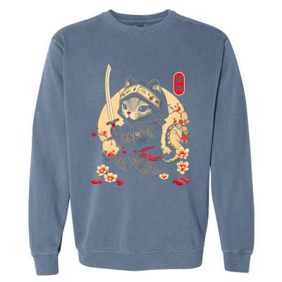 Ninja Kitten Warriors Japanese Samurai Cat Tattoo Kawaii Ninja Cat Garment-Dyed Sweatshirt