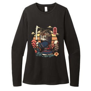 Ninja Kitten Warriors Japanese Samurai Cat Tattoo Kawaii Ninja Cat Womens CVC Long Sleeve Shirt