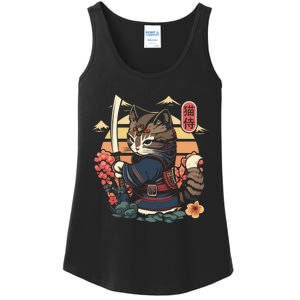 Ninja Kitten Warriors Japanese Samurai Cat Tattoo Kawaii Ninja Cat Ladies Essential Tank