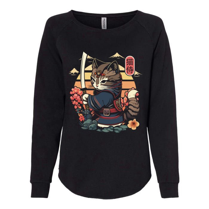 Ninja Kitten Warriors Japanese Samurai Cat Tattoo Kawaii Ninja Cat Womens California Wash Sweatshirt