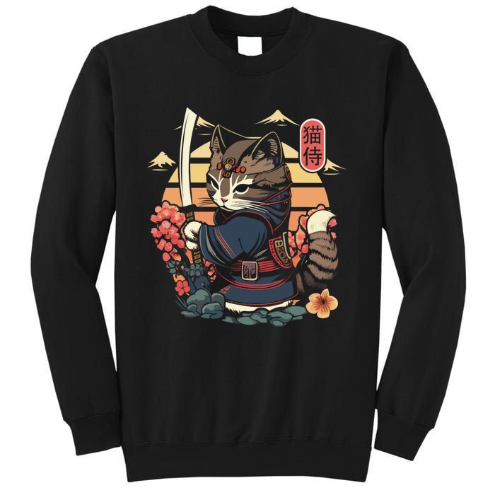 Ninja Kitten Warriors Japanese Samurai Cat Tattoo Kawaii Ninja Cat Tall Sweatshirt