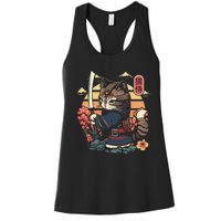 Ninja Kitten Warriors Japanese Samurai Cat Tattoo Kawaii Ninja Cat Women's Racerback Tank