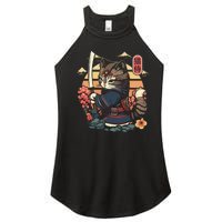 Ninja Kitten Warriors Japanese Samurai Cat Tattoo Kawaii Ninja Cat Women's Perfect Tri Rocker Tank