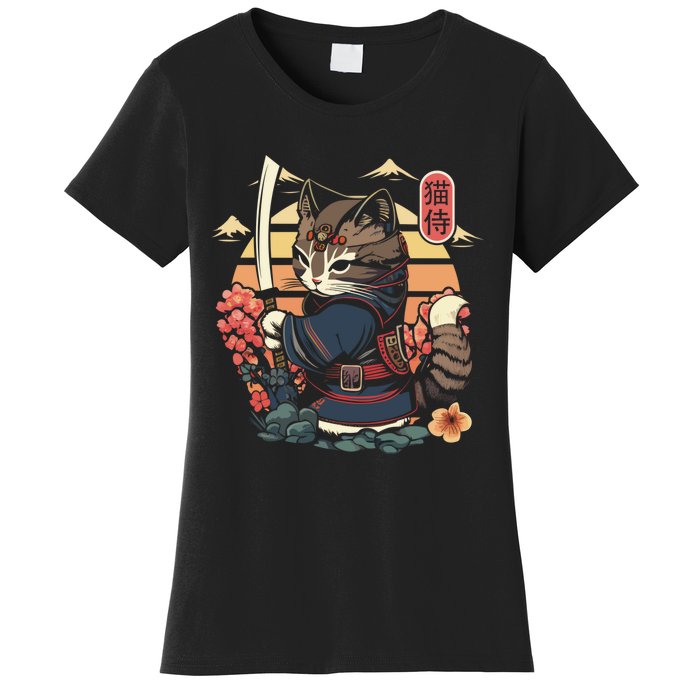 Ninja Kitten Warriors Japanese Samurai Cat Tattoo Kawaii Ninja Cat Women's T-Shirt