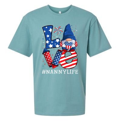 Nanny Love 4th Of July Gnome Usa Patriotic Meaningful Gift Sueded Cloud Jersey T-Shirt