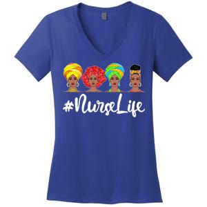 Nurse Life Afro Melanin Black Nurse Nursing Juneteenth Gift Women's V-Neck T-Shirt