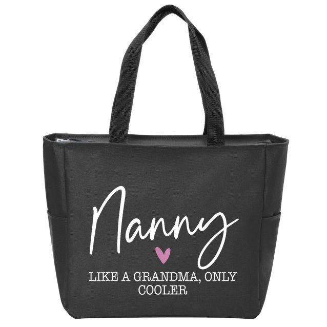 Nanny Like A Grandma Only Cooler Heart MotherS Day Nanny Zip Tote Bag
