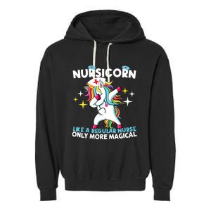 Nursicorn Like A Regular Nurse Dabbing Unicorn Nurse Rn Cool Gift Garment-Dyed Fleece Hoodie