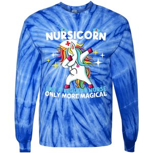 Nursicorn Like A Regular Nurse Dabbing Unicorn Nurse Rn Cool Gift Tie-Dye Long Sleeve Shirt