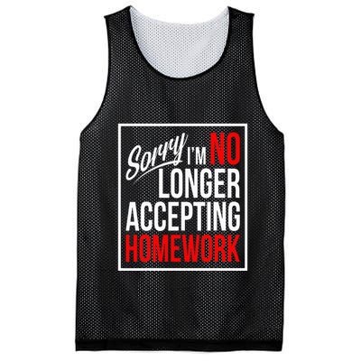 No Longer Accepting Homework Funny School Mesh Reversible Basketball Jersey Tank