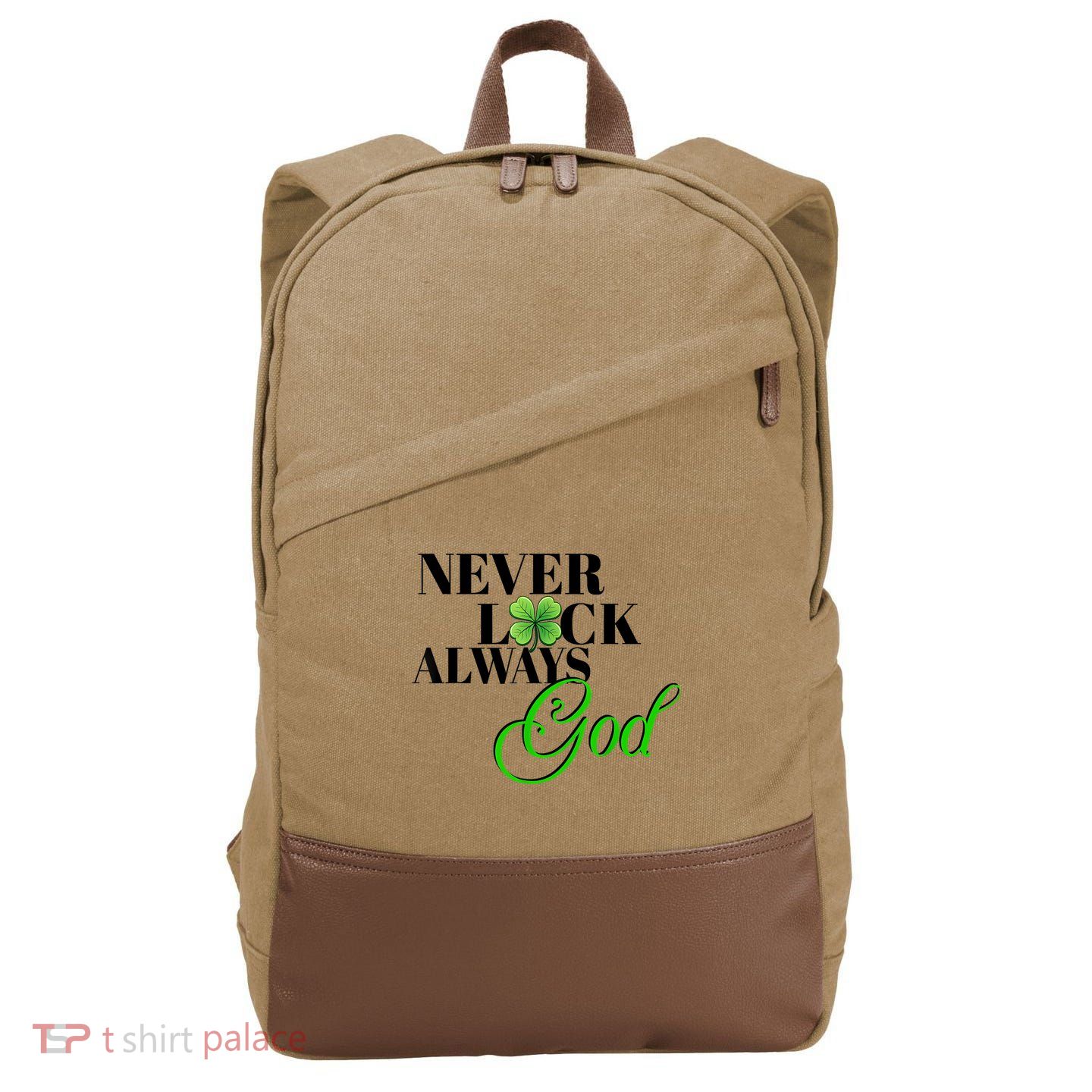 Never Luck Always God St Patrick’S Day Cotton Canvas Backpack