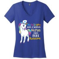 Nursicorn Like A Normal Nurse Only More Awesome Cute Unicorn Great Gift Women's V-Neck T-Shirt